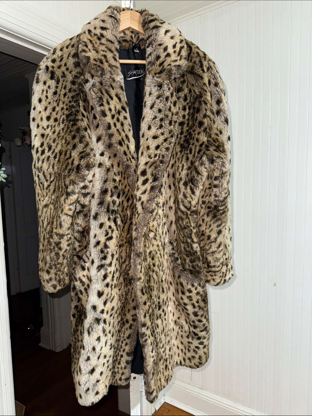 Vintage Shaytoon England Leopard Print Faux Fur Coat Size S
